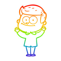 rainbow gradient line drawing cartoon happy man