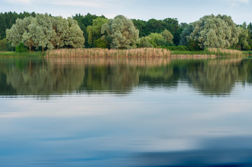 Fototapeta premium Lake in the park of the city of Nesvizh, Belarus.