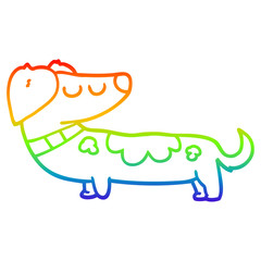 rainbow gradient line drawing cartoon dog