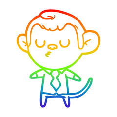 rainbow gradient line drawing cartoon monkey