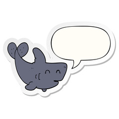 cartoon shark and speech bubble sticker