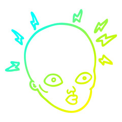 cold gradient line drawing cartoon bald head