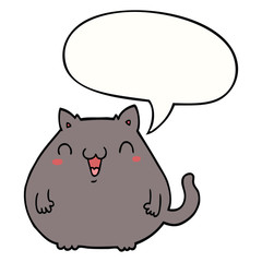 cartoon cat and speech bubble