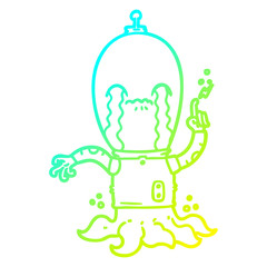 cold gradient line drawing cartoon alien
