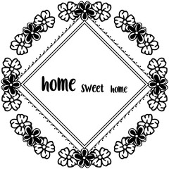 Vector illustration beautiful wreath frame for decoration home sweet home