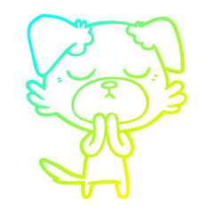 cold gradient line drawing cute cartoon dog