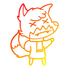 warm gradient line drawing cartoon dead fox