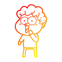 warm gradient line drawing cartoon happy man