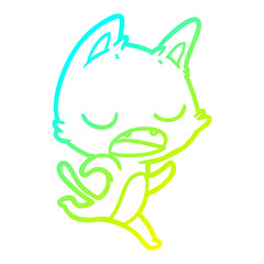 cold gradient line drawing talking cat cartoon