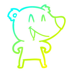 cold gradient line drawing laughing bear cartoon