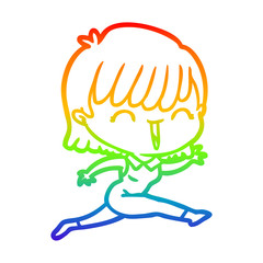 rainbow gradient line drawing cartoon woman