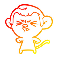 warm gradient line drawing cartoon angry monkey