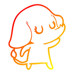 warm gradient line drawing cute cartoon elephant
