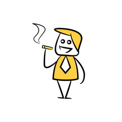 doodle businessman smoking
