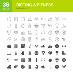 Dieting Fitness Line Web Glyph Icons