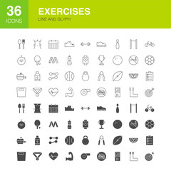 Exercises Line Web Glyph Icons