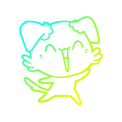 cold gradient line drawing happy little dog cartoon