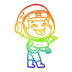 rainbow gradient line drawing cartoon laughing astronaut