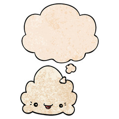 cartoon cloud and thought bubble in grunge texture pattern style