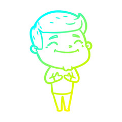 cold gradient line drawing happy cartoon man