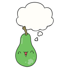 cartoon pear and thought bubble