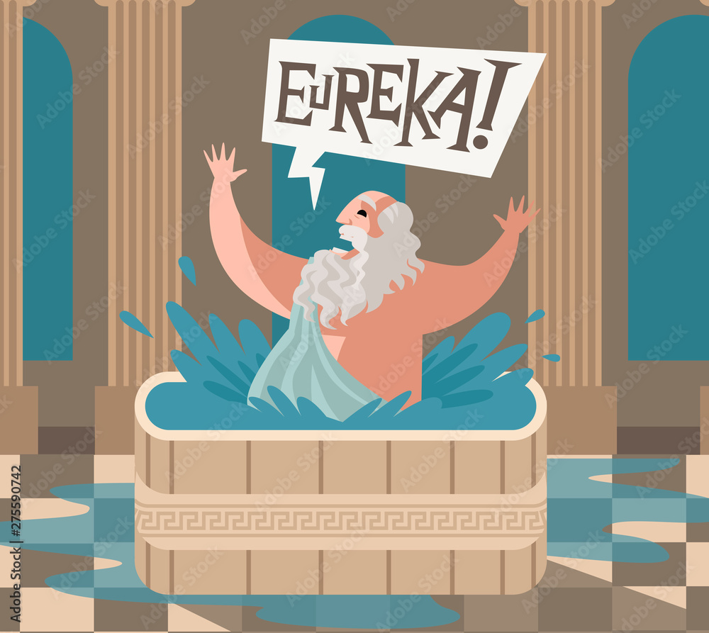 Wall mural archimedes of syracusa ancient genius mathematician inventor saying eureka in the bath