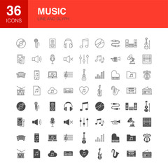 Music Line Web Glyph Icons