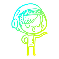 cold gradient line drawing cartoon astronaut woman