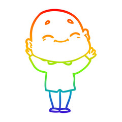 rainbow gradient line drawing cartoon happy bald man