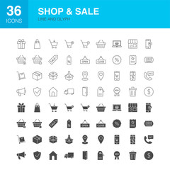 Shop Sale Line Web Glyph Icons