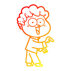 warm gradient line drawing cartoon happy man