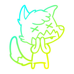 cold gradient line drawing cartoon dead fox