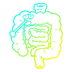 cold gradient line drawing cartoon unhealthy intestines