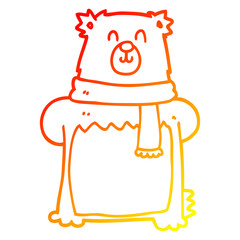 warm gradient line drawing cartoon bear