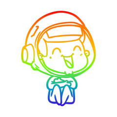 rainbow gradient line drawing happy cartoon astronaut
