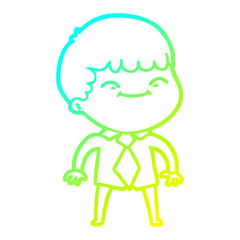 cold gradient line drawing cartoon happy boy