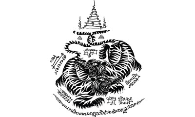 tiger in Thai tradition style,Thai tattoo, vector