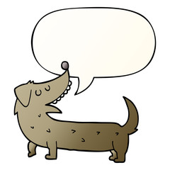 cartoon dog and speech bubble in smooth gradient style