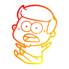 warm gradient line drawing cartoon shocked man