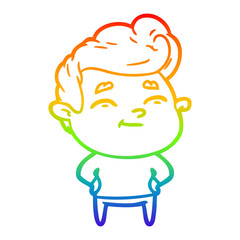 rainbow gradient line drawing happy cartoon man