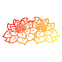 warm gradient line drawing cartoon flowers