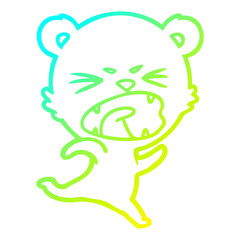 Fototapeta premium cold gradient line drawing angry cartoon bear