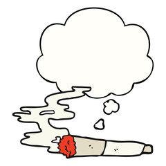 cartoon cigarette and thought bubble