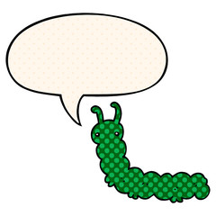 cartoon caterpillar and speech bubble in comic book style