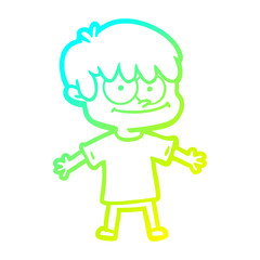 cold gradient line drawing happy cartoon man