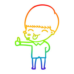 rainbow gradient line drawing happy cartoon boy