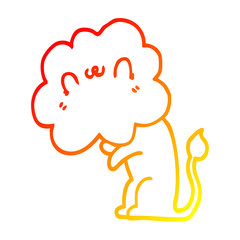 warm gradient line drawing cartoon lion