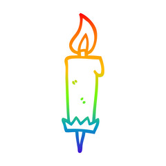 rainbow gradient line drawing cartoon birthday candle