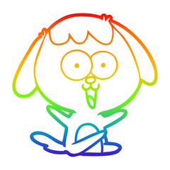 rainbow gradient line drawing cute cartoon dog