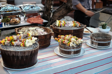 Barbecue party near pool
